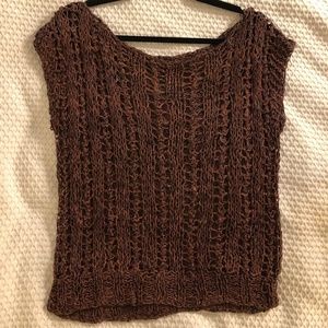 Vintage Woven Leather Top - Brown (M)